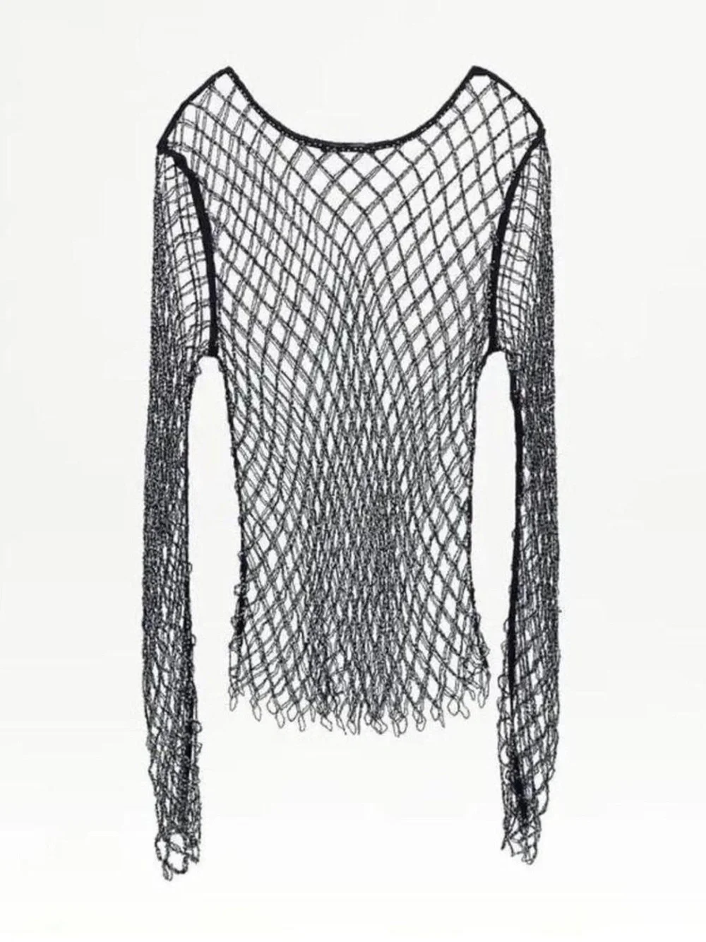 Zara Black Fishnet Long Sleeve Top